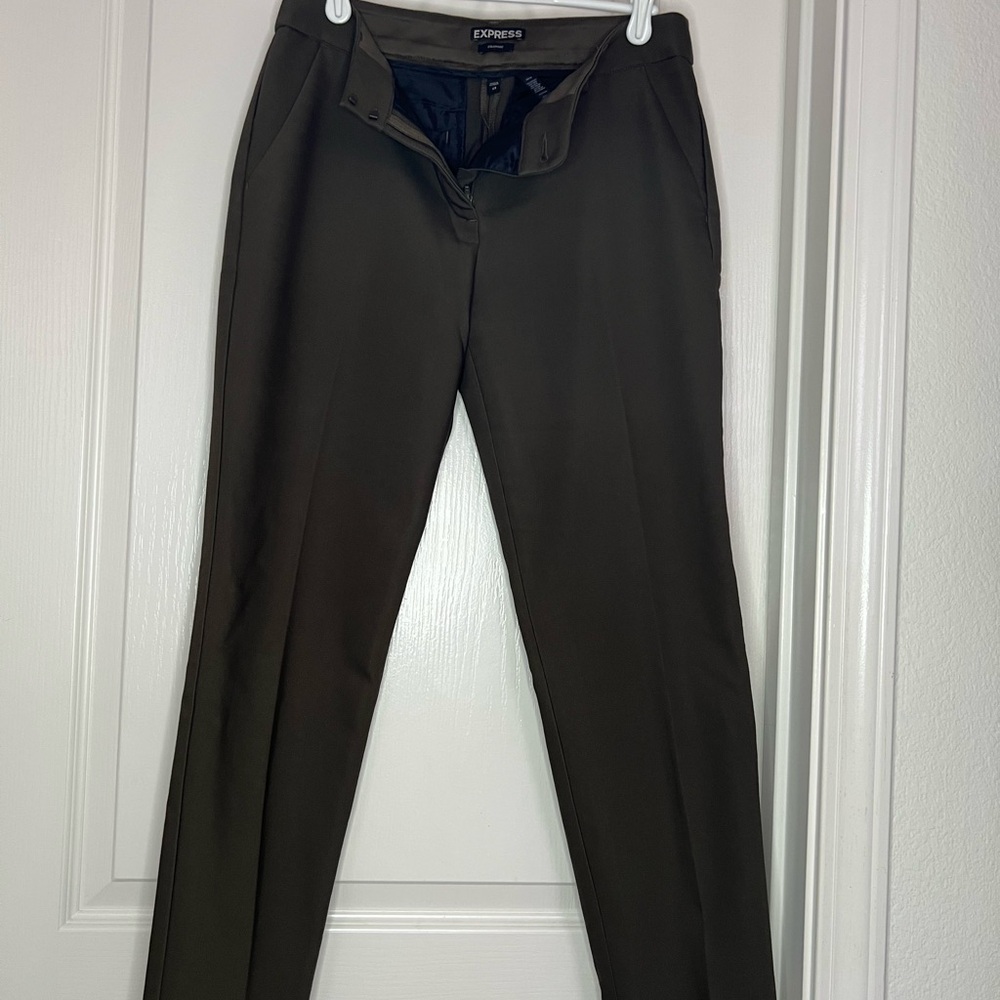 Express Women Dark Green Olive Dress Pants